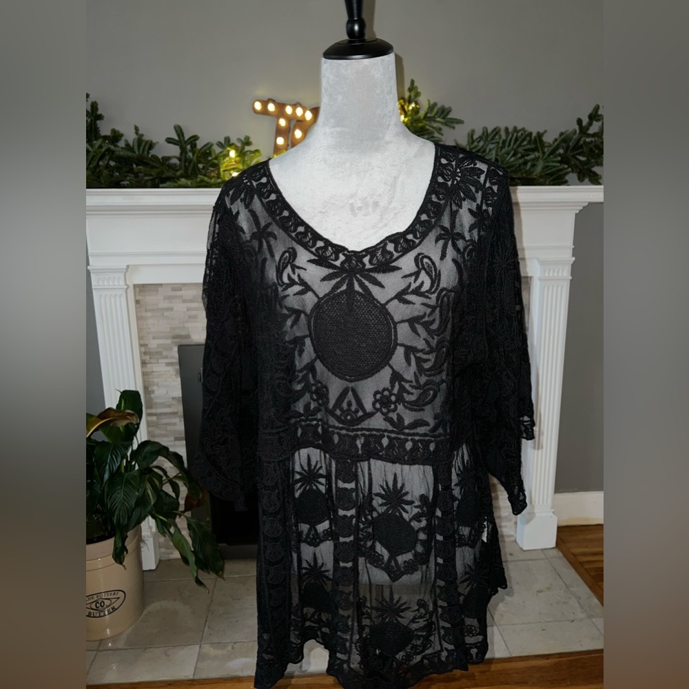 🖤Sun Carl OS beach bathing suit coverup black sheer (fits like a medium/large)